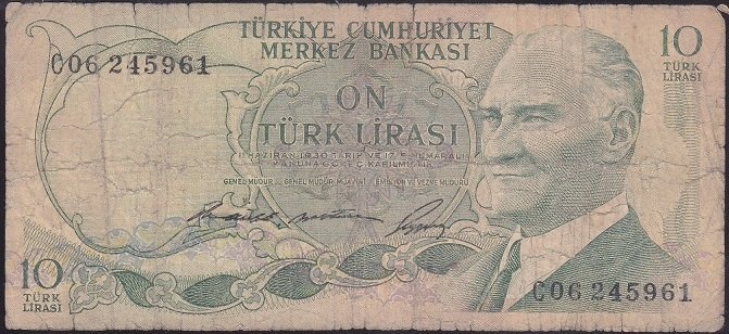 6.EMİSYON 1.TERTİP 10 LİRA C06 245961 İYİ