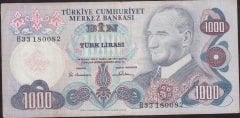 6.Emisyon 1.Tertip 1000 Lira B33 180082 Çok Temiz +