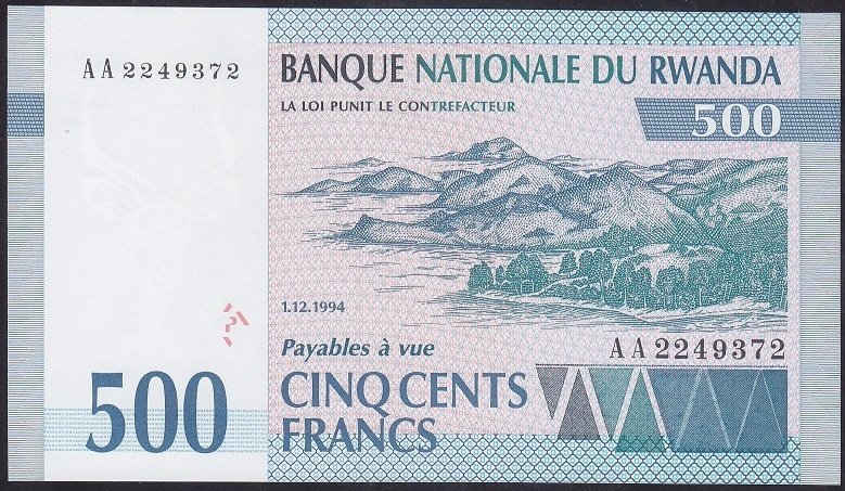 RWANDA 500 FRANK 1994 ÇİL P-23