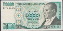 7.EMİSYON 1.TERTİP 50000 LİRA B67 054696 ÇOK TEMİZ +