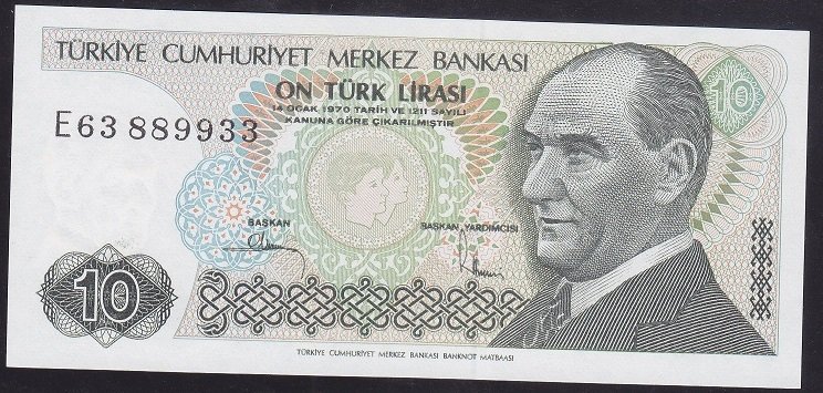 7.EMİSYON 2.TERTİP 10 LİRA E63 88 99 33 ÇİL