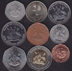 Uganda 9 Adet Madeni Para Seti 1987 - 2019 Çil ( 1 adet Çil Değil )