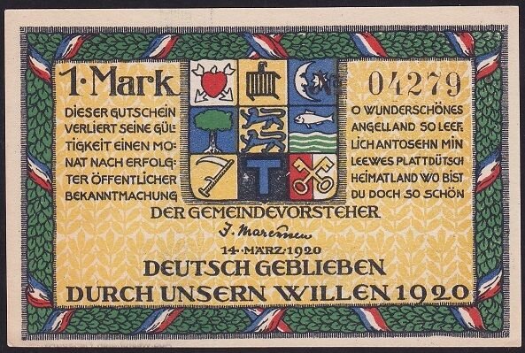 Almanya 1 Mark Notgeld 1920 Çil