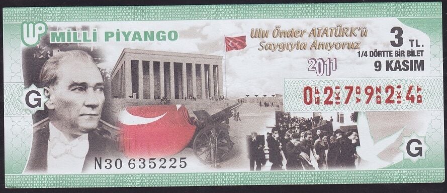2011 9 Kasım Çeyrek Bilet - G Serisi