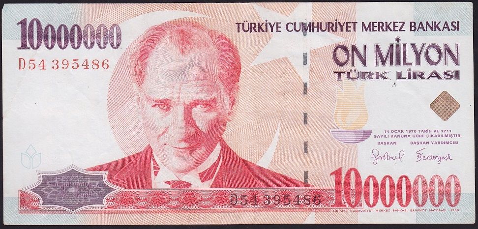 7.Emisyon 10 000 000 Lira D54 395486 Çok Çok Temiz