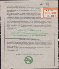 Spor Loto Kupon Kağıdı 1988