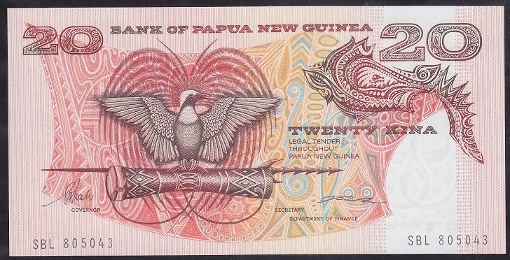 Papua New Guinea 20 Kına 1989 Çil Pick10b