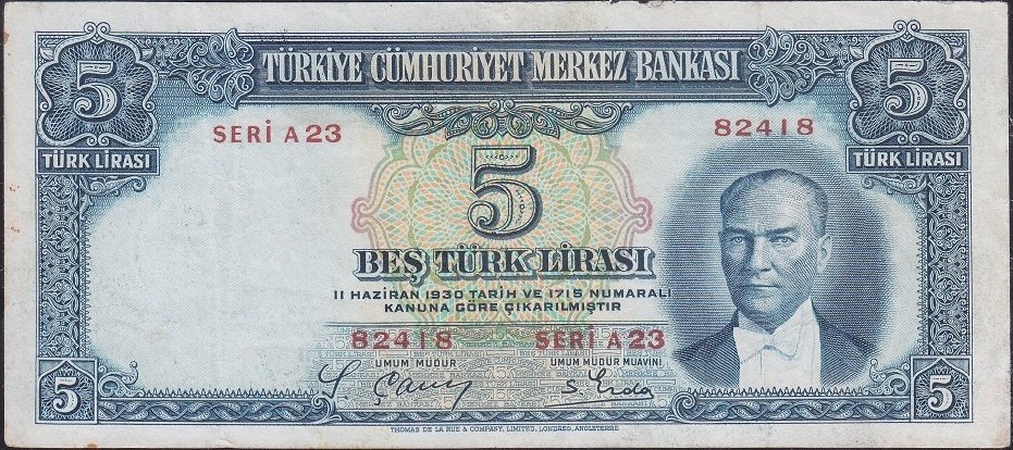 2.Emisyon 5 Lira A23 82418 Çok Temiz +