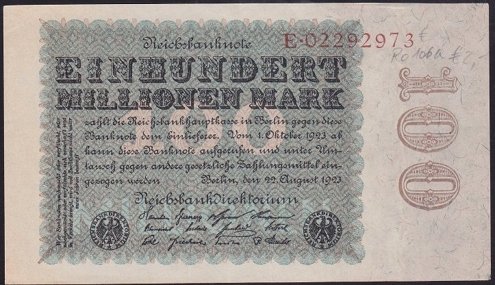 ALMANYA 100 MİLYON MARK 1923 ÇÇT ÇİLALTI