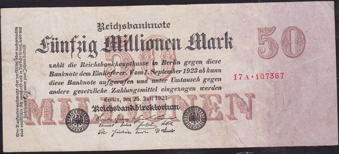 Almanya 50000000 Mark 1923 Temiz