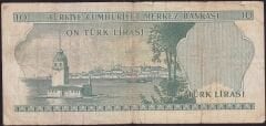 6.Emisyon 1.Tertip 10 Lira C32 330637 Temiz+