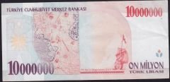 7.Emisyon 10 000 000 Lira D51 009557 Çok Çok Temiz+