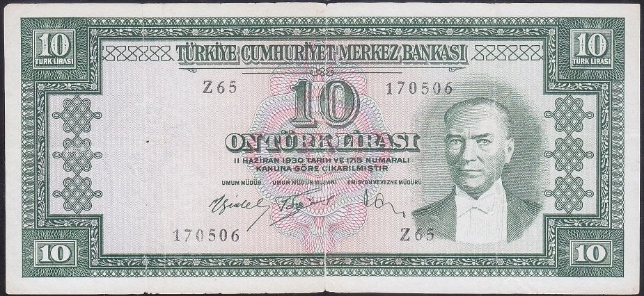 5.EMİSYON 5.TERTİP 10 LİRA Z65 170506 TEMİZ ( YIKAMA VAR )