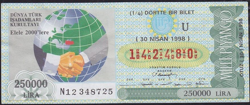 1998 30 Nisan Çeyrek Bilet - U Serisi