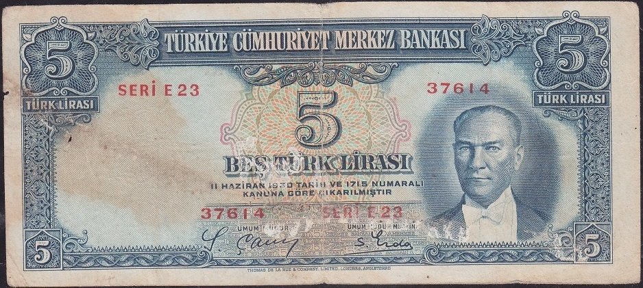 2.Emisyon 5 Lira E23 37614 Temiz