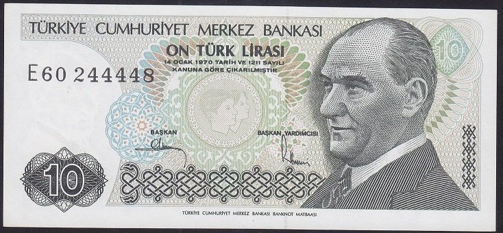 7.EMİSYON 2.TERTİP 10 LİRA E60 244448 ÇİLALTI