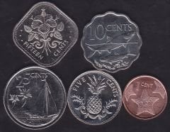 Bahama 5 Adet Madeni Para Seti 2005 - 2016 Çil