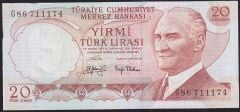 6.Emisyon 3.Tertip 20 Lira G86 711174 Çok Temiz+