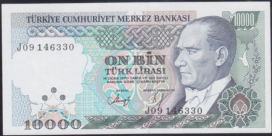 7.Emisyon 4.Tertip 10000 Lira J09 146330 Çilaltı