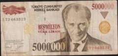 7.Emisyon 5 000 000 Lira L72 063523 Haliyle