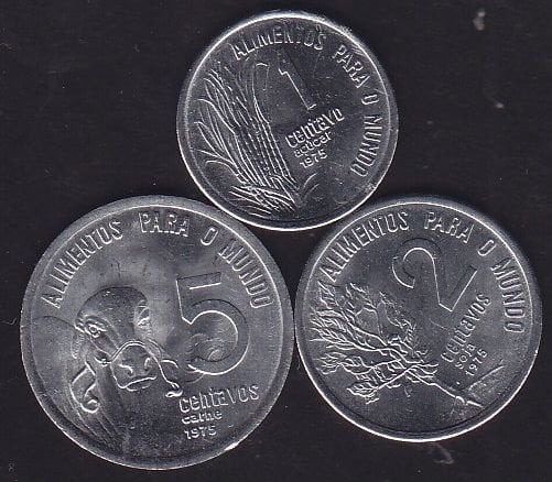 Brezilya 3 Adet Madeni Para Seti 1975 Çil