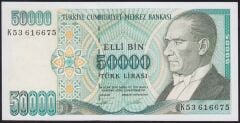 7.Emisyon 2.Tertip 50000 Lira K53 616675 Çil