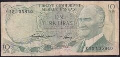 6.Emisyon 1.Tertip 10 Lira C15 135840 Çok Temiz