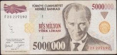 7.Emisyon 5 000 000 Lira F23 227192 Çok Temiz
