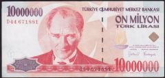 7.Emisyon 10 000 000 Lira D44 671881 Çok Temiz+