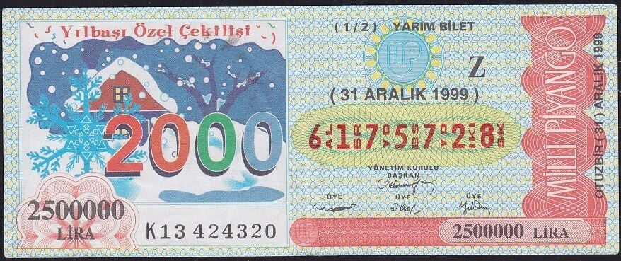 1999 31 Aralık Yarım Bilet - Z Serisi