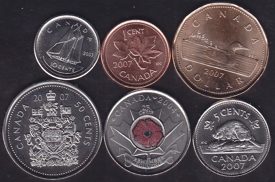 Kanada 6 Adet Madeni Para Seti 2004 -2007 Çil