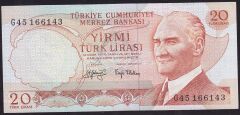 6.Emisyon 3.Tertip 20 Lira G45 166143 Çok Temiz+