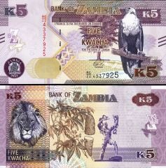 Zambia 5 Kwacha 2022 Çil Pick 57