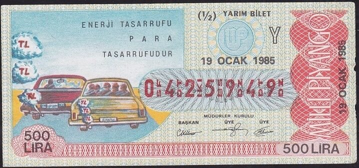 1985 19 Ocak Yarım Bilet - Y Serisi