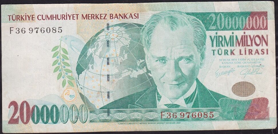 7.Emisyon 20 000 000 Lira F36 976085 Çok Temiz