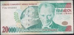 7.Emisyon 20 000 000 Lira F36 976085 Çok Temiz