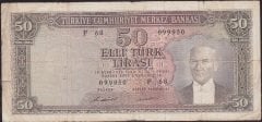 5.Emisyon 7.Tertip 50 Lira P68 099950 Temiz