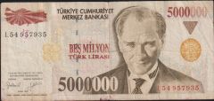 7.Emisyon 5 000 000 Lira L54 957935 Temiz