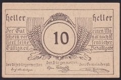 AVUSTURYA 10 HELLER NOTGELD 1920 ÇİL