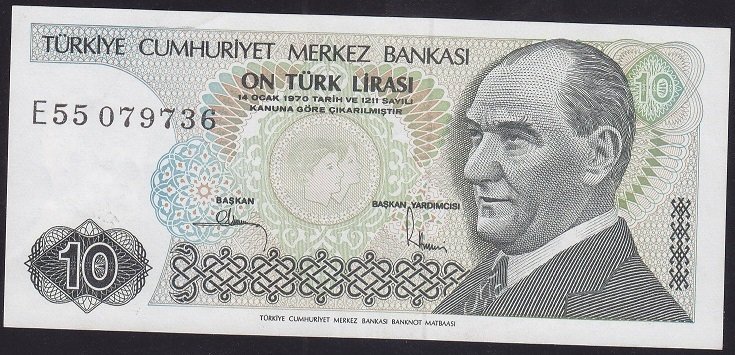 7.EMİSYON 2.TERTİP 10 LİRA E55 079736 ÇÇT +