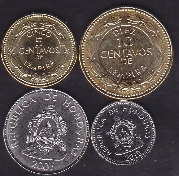 Honduras 4 Adet Madeni Para Seti 2007 - 2010 Çil