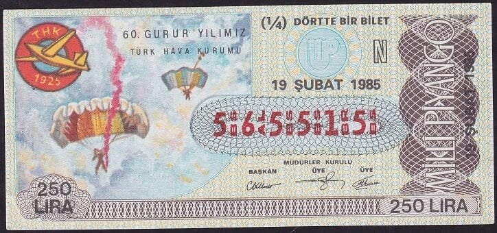 1985 19 Şubat Çeyrek Bilet - N Serisi