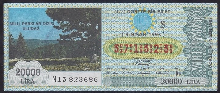 1993 9 NİSAN ÇEYREK BİLET - S SERİSİ - Uludağ