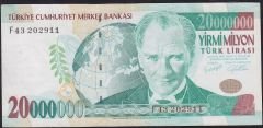 7.Emisyon 20 000 000 Lira F43 202911 Çok Temiz+