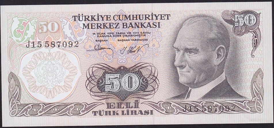 6.Emisyon 2.Tertip 50 Lira J15 587092 Çilaltı Çil