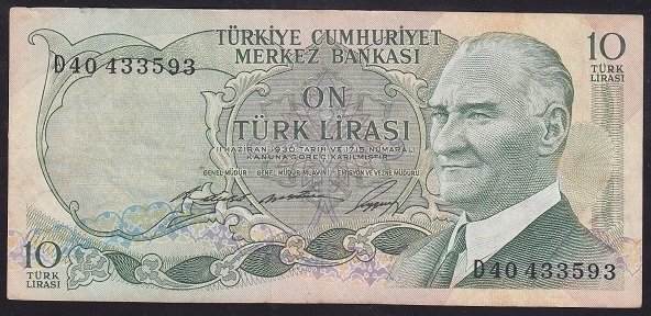 6.EMİSYON 1.TERTİP 10 LİRA D40 433593 ÇOK TEMİZ +
