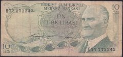 6.EMİSYON 1.TERTİP 10 LİRA B77 173343 TEMİZ