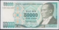 7.Emisyon 1.Tertip 50000 Lira I37 611357 Çil