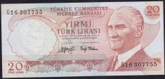 6.Emisyon 3.Tertip 20 Lira G16 307755 Çilaltı