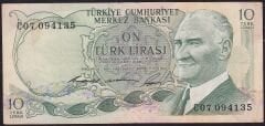 6.Emisyon 1.Tertip 10 Lira C07 094135 Çok Temiz+